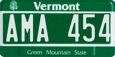 VT license plate AMA454