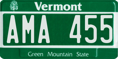 VT license plate AMA455