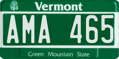 VT license plate AMA465