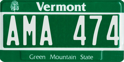 VT license plate AMA474