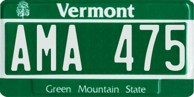 VT license plate AMA475