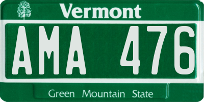 VT license plate AMA476