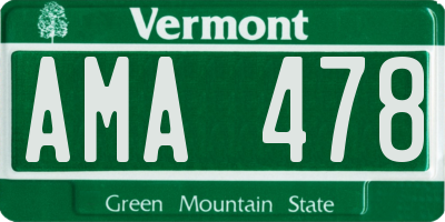 VT license plate AMA478