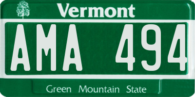 VT license plate AMA494
