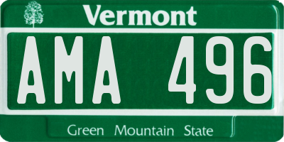 VT license plate AMA496
