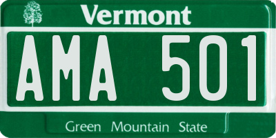 VT license plate AMA501