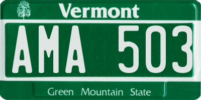 VT license plate AMA503