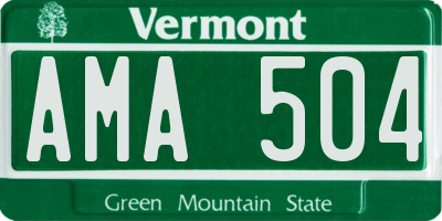 VT license plate AMA504
