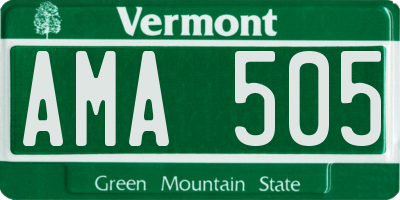 VT license plate AMA505