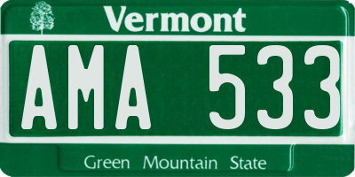 VT license plate AMA533