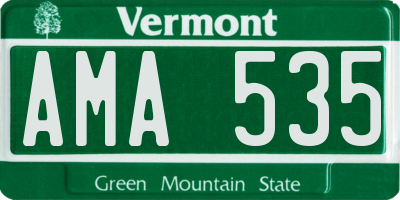 VT license plate AMA535
