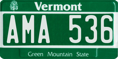 VT license plate AMA536