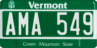 VT license plate AMA549