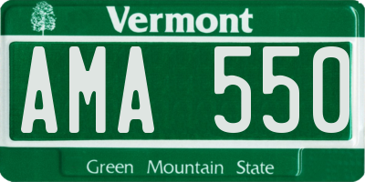 VT license plate AMA550
