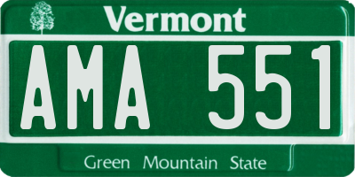 VT license plate AMA551