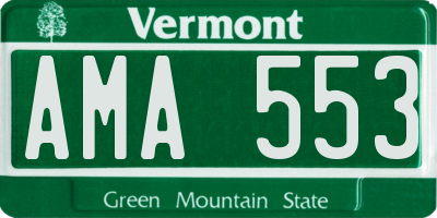 VT license plate AMA553