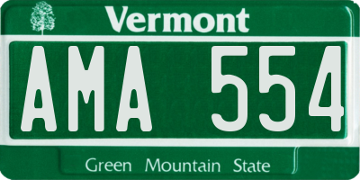 VT license plate AMA554