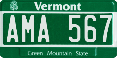 VT license plate AMA567