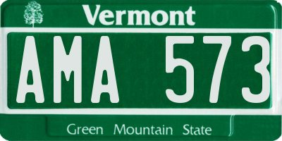 VT license plate AMA573