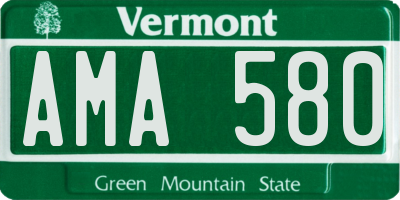 VT license plate AMA580