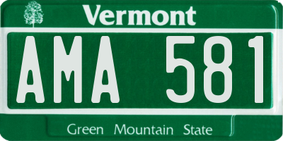 VT license plate AMA581