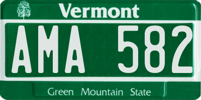 VT license plate AMA582