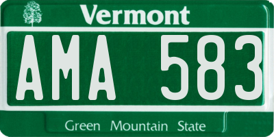 VT license plate AMA583
