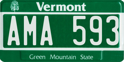VT license plate AMA593