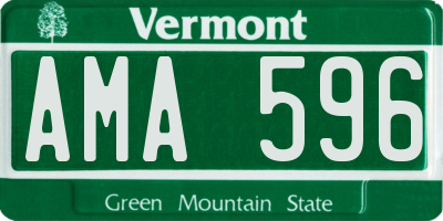 VT license plate AMA596