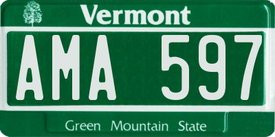 VT license plate AMA597