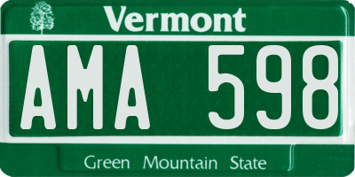 VT license plate AMA598