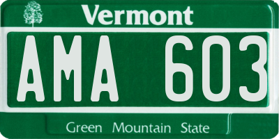 VT license plate AMA603