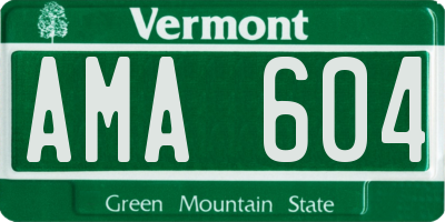 VT license plate AMA604