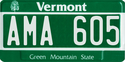 VT license plate AMA605