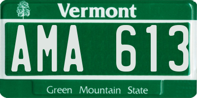 VT license plate AMA613
