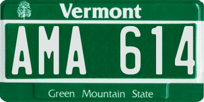 VT license plate AMA614