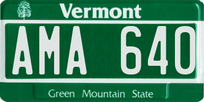VT license plate AMA640