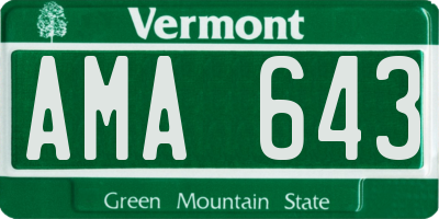 VT license plate AMA643