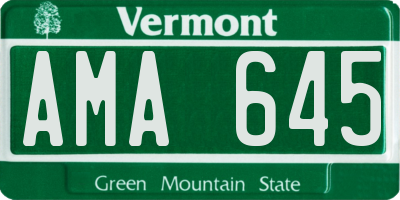 VT license plate AMA645