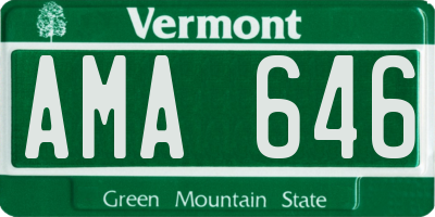 VT license plate AMA646