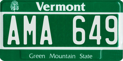 VT license plate AMA649