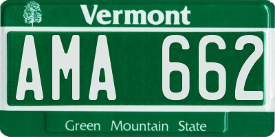 VT license plate AMA662