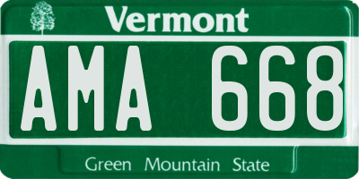 VT license plate AMA668