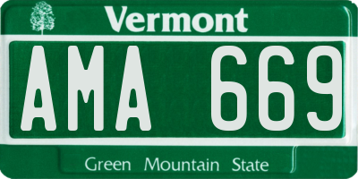 VT license plate AMA669