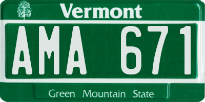 VT license plate AMA671