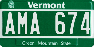 VT license plate AMA674
