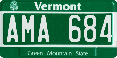 VT license plate AMA684