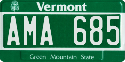 VT license plate AMA685