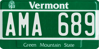 VT license plate AMA689