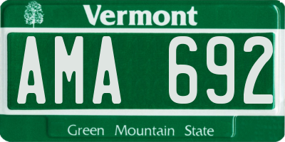 VT license plate AMA692